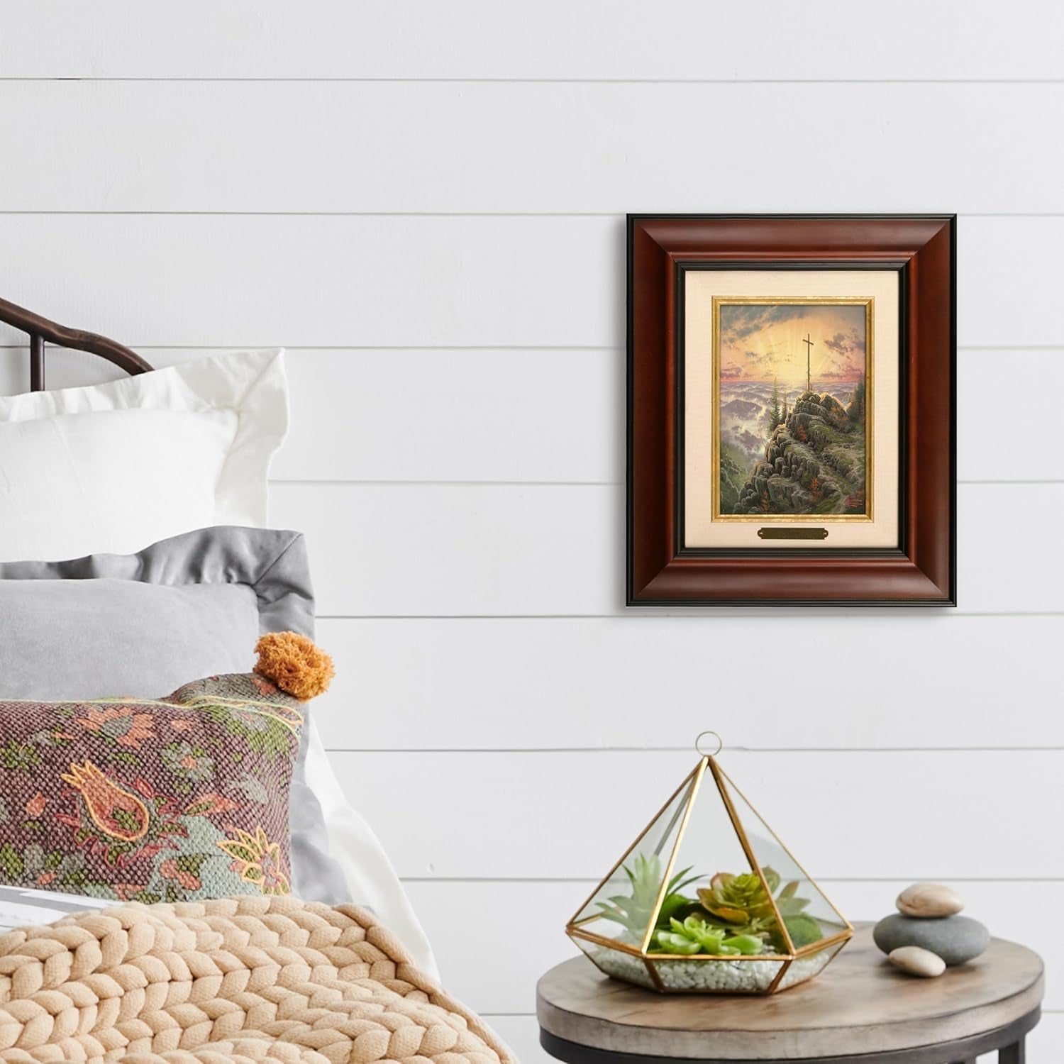 Sunrise Brushwork Canvas Art Burl Frame Certificate