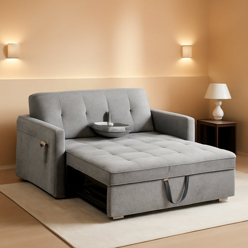 57 Inch Convertible Sofa Bed With USB Charging Ports Grey