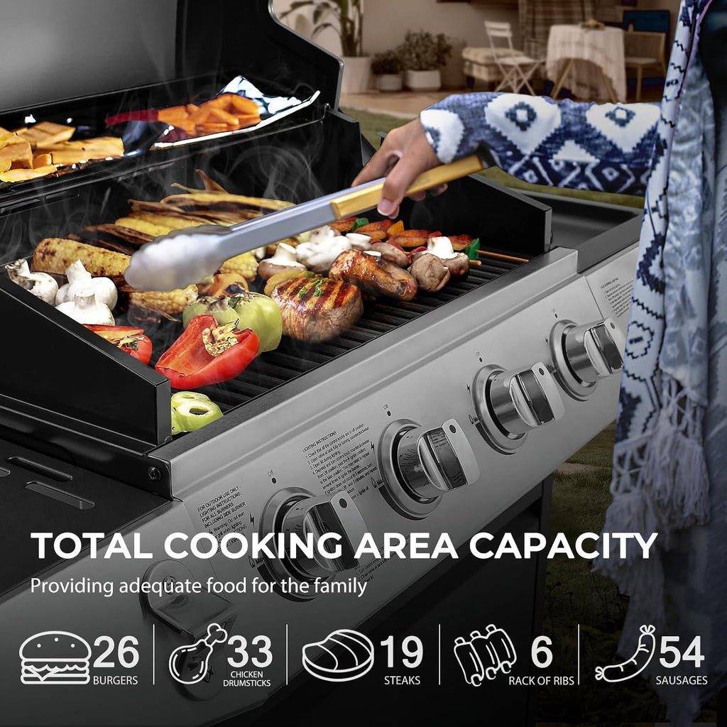 Propane Fueled Gas Grill With Four Burners Outdoor Kitchen