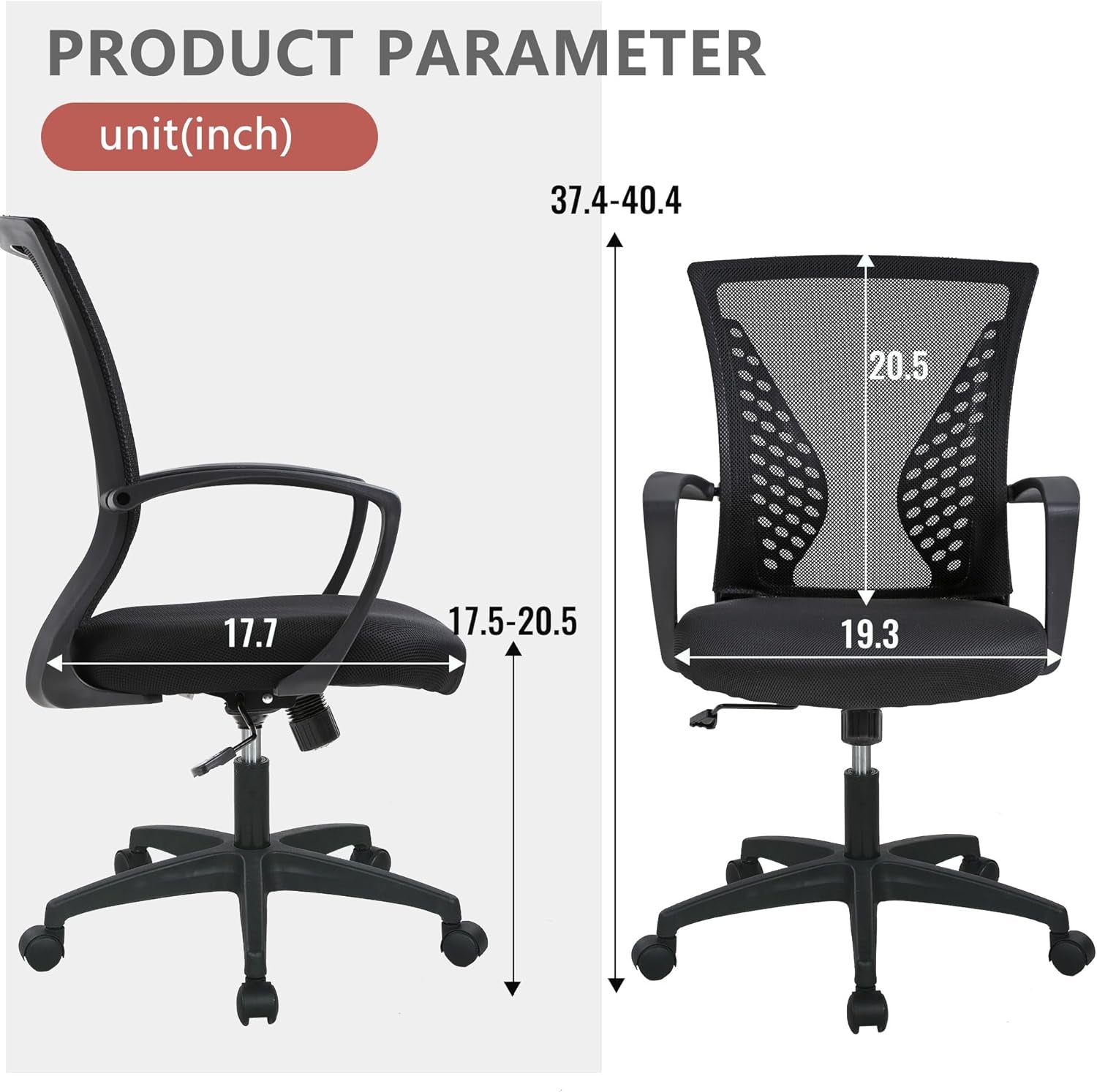 Ergonomic Office Gaming Chair Mesh With 360 Swivel Black
