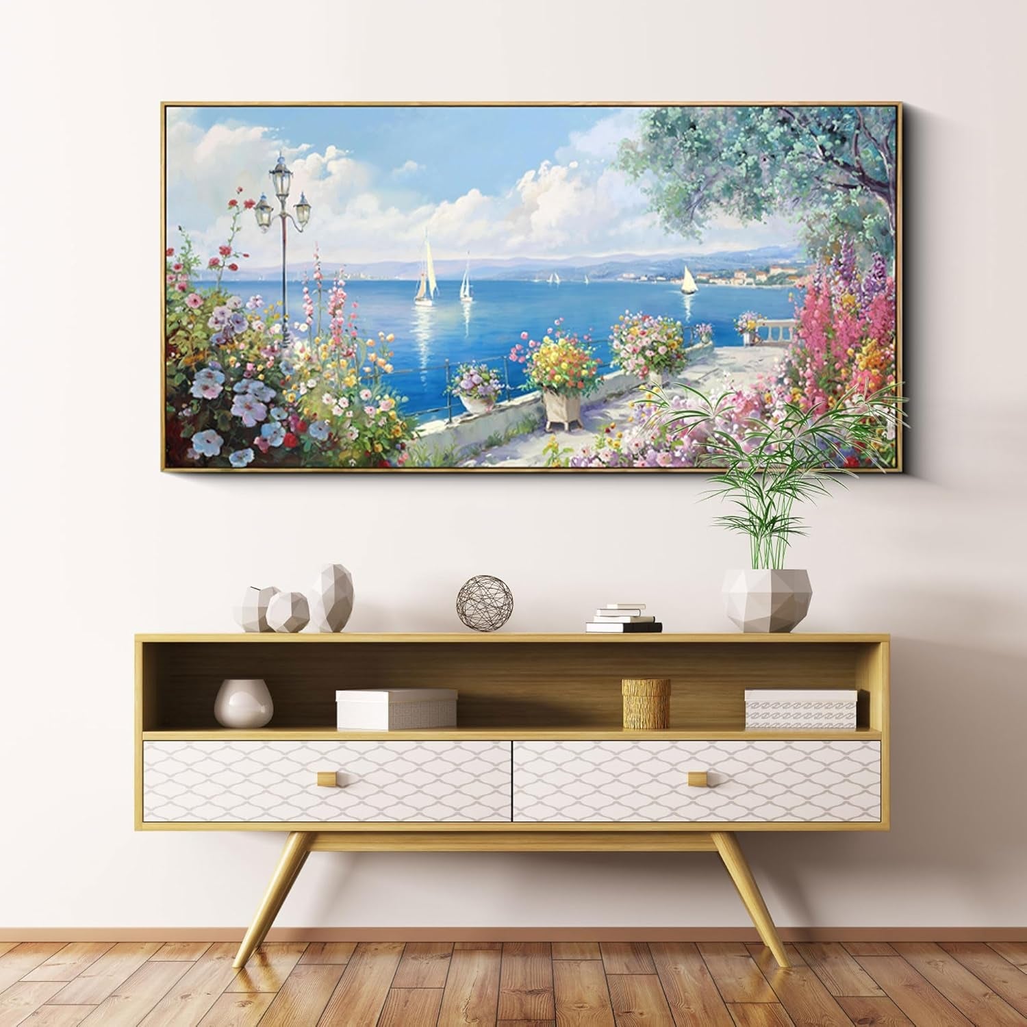 Ultramarine Coastal Seascape Canvas Wall Art 58x29