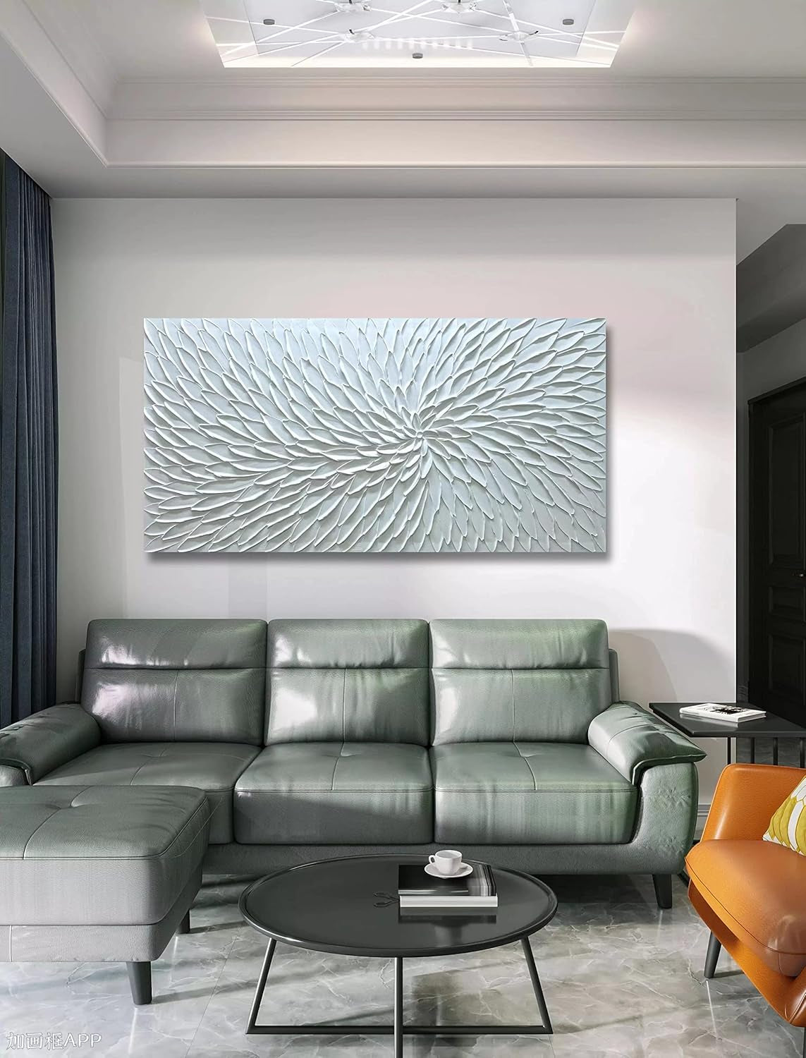 Intricately Textured White FloralImpression Canvas Wall Art
