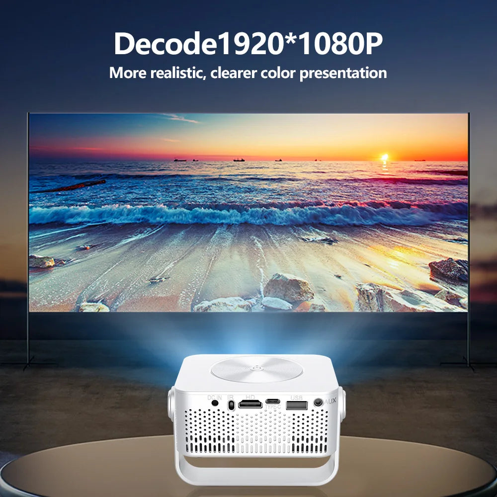 M60 Projector Full HD 1080P Supported 4K Portable Ultra Thin Projector Dual Band 2.4G+5G WiFi Auto Focus Auto Keystone Home Theater Office Projector