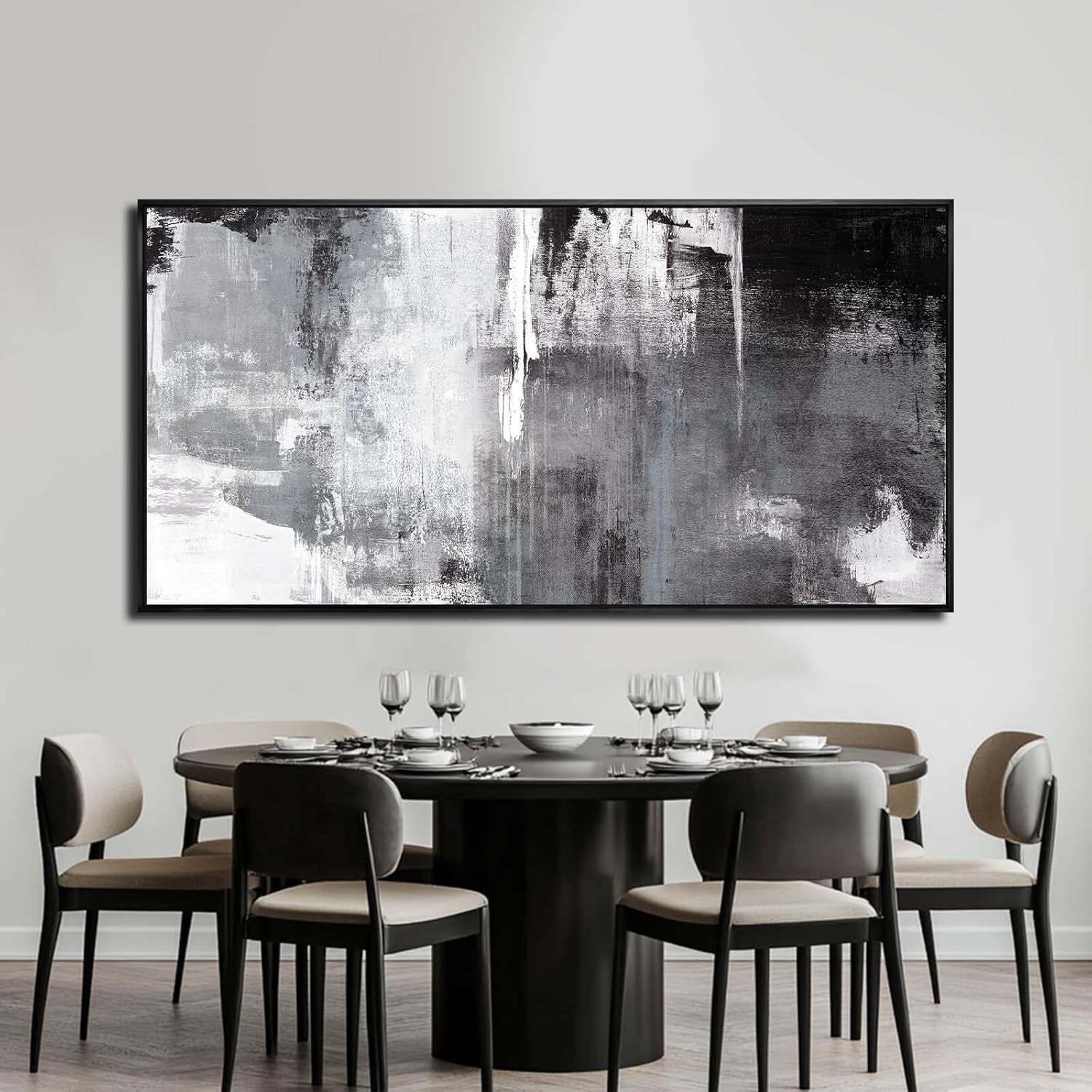 Contemporary Monochrome Abstract Wall Art Canvas 30x60