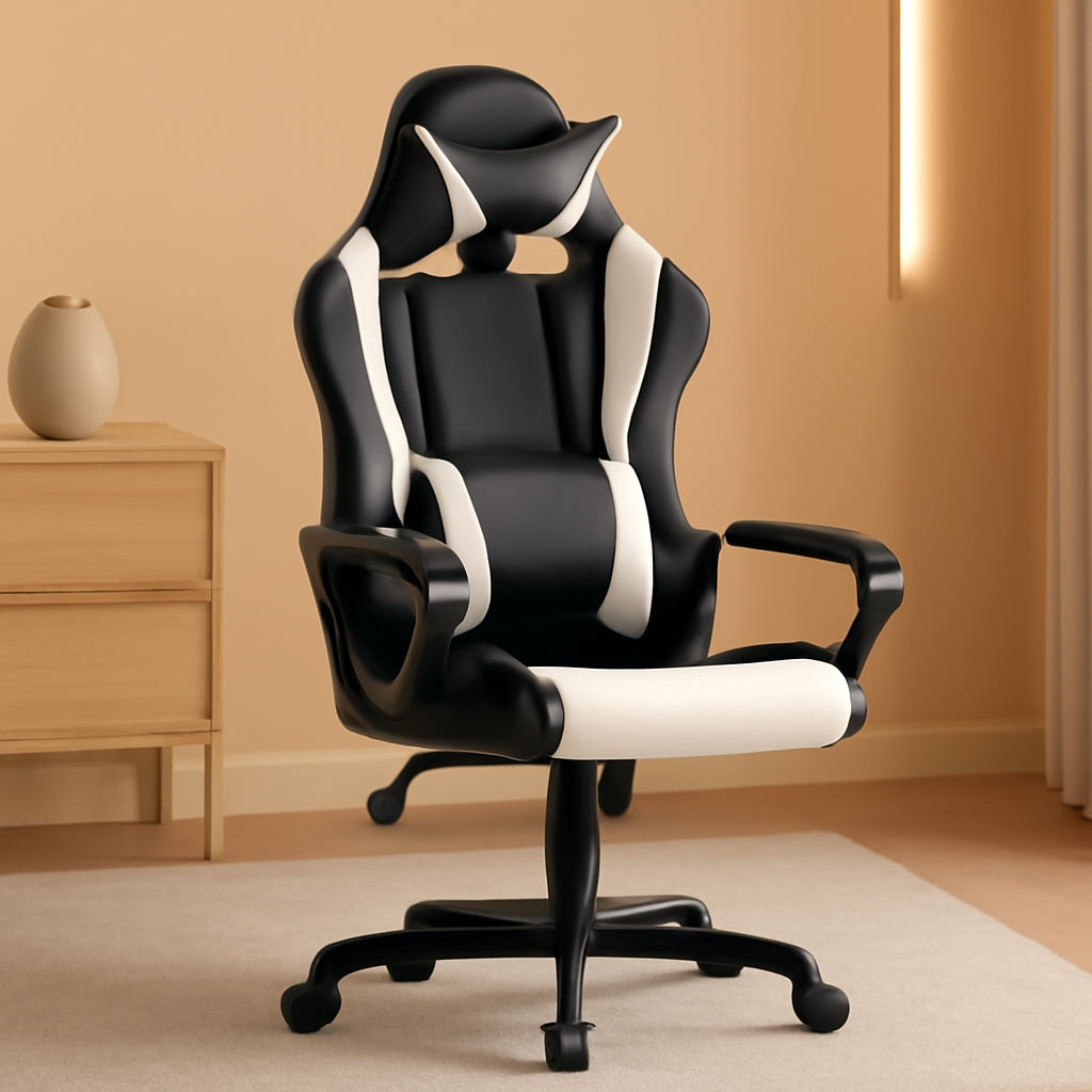 Ergonomic Gaming Chair White With Lumbar Support High Back