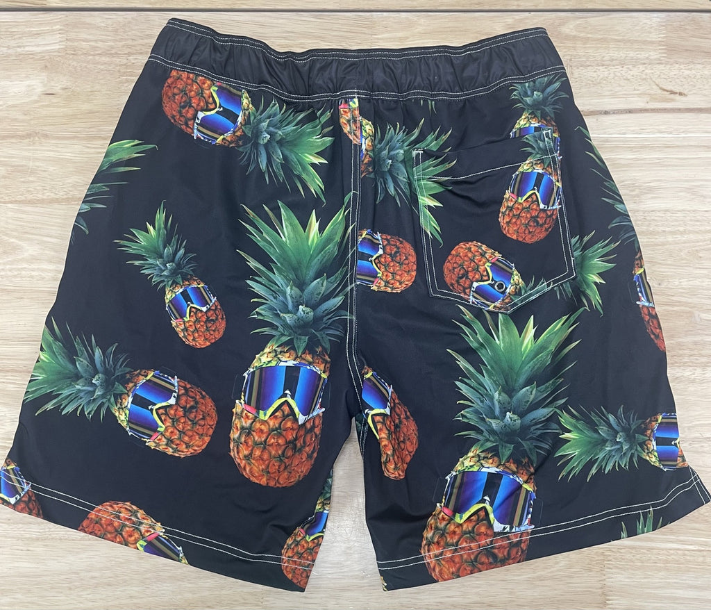 PINEAPPLE MEN'S BOARD SHORTS, ELASTIC STRETCH BAND, JTM 23250BK-PS, COLOR: BLACK (PHOTOGRAPHY SAMPLES)