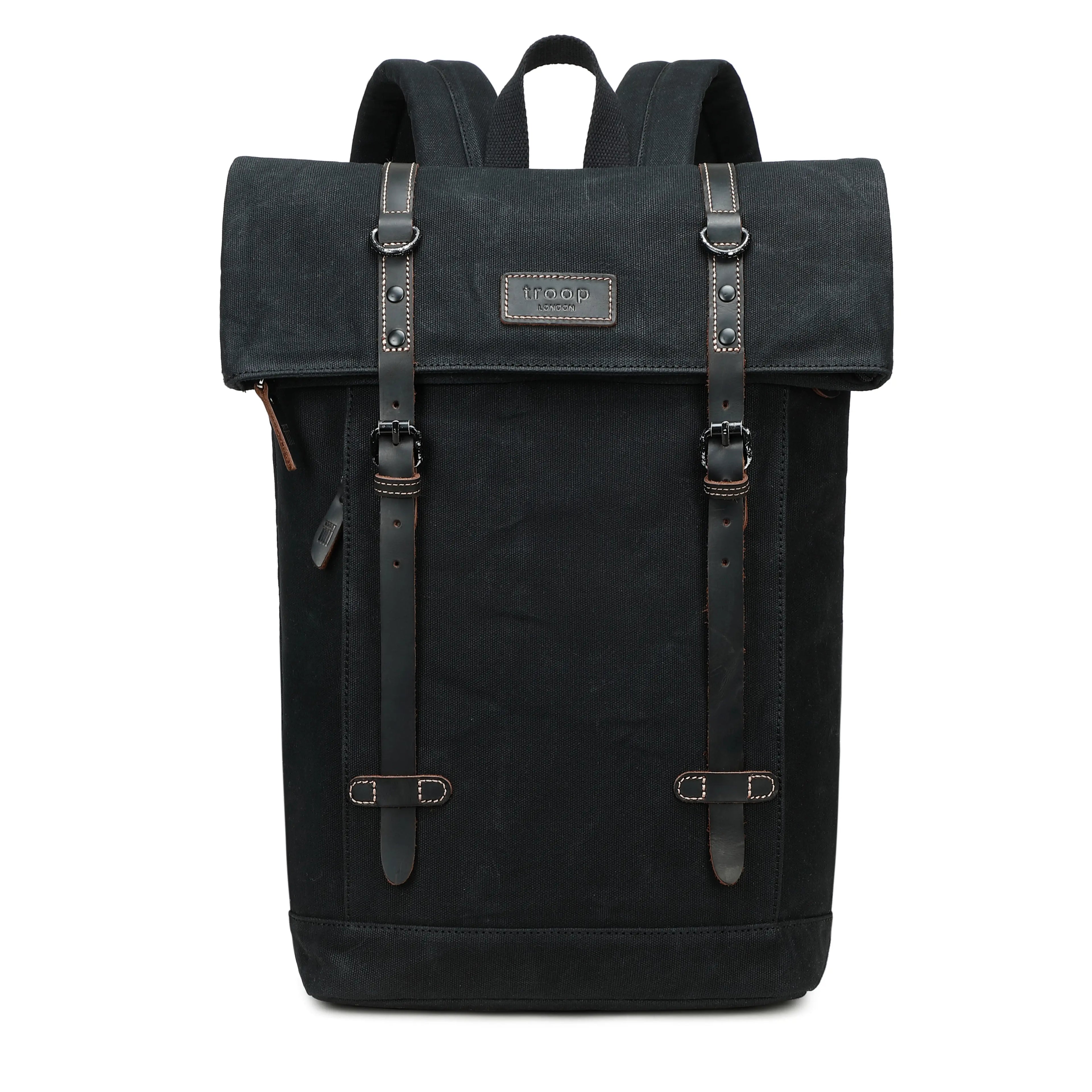 TRP0425 Troop London Heritage Canvas 15" Laptop Backpack, Smart Casual Daypack with Foldable Top