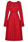 Long Sleeve Red Midi Dress