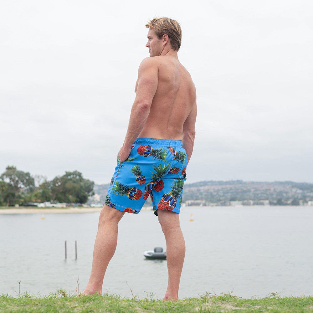Pineapple Men's Boardshorts-Blue (S-2XL)