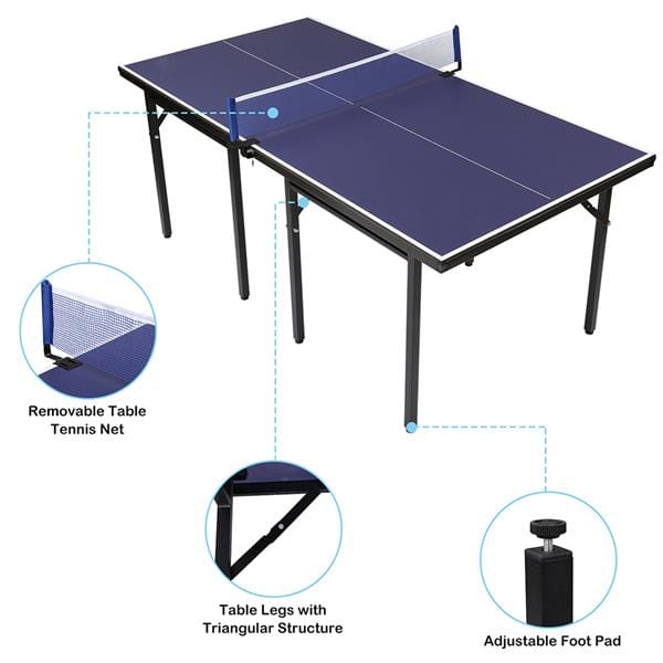 8 Legs Table Tennis Table for Kids Dark Blue Desktop