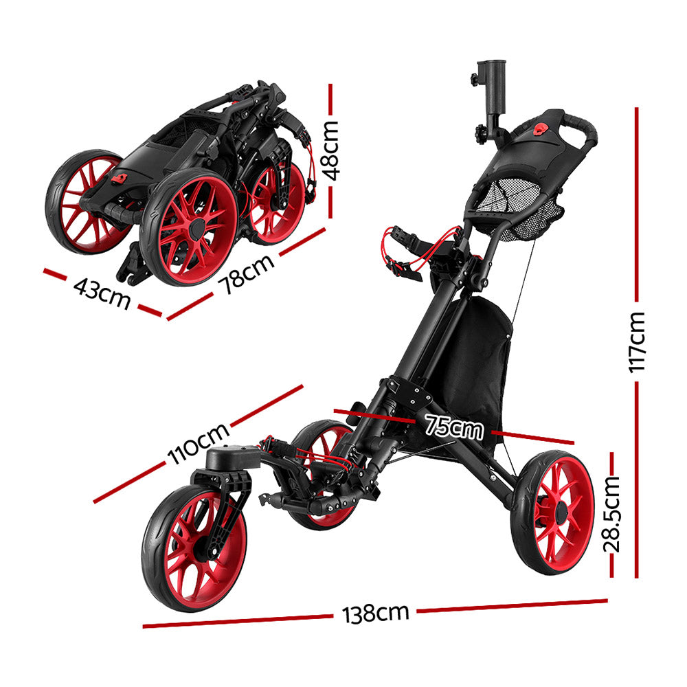 NNEDSZ Golf Buggy Foldable Trolley Golf Cart Swivel Wheel Umbrella Bottle Stand
