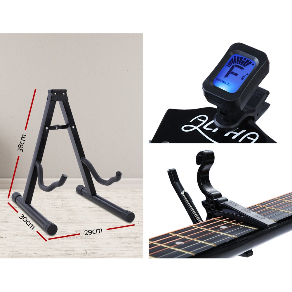 NNEDSZ 38 Inch Wooden Acoustic Guitar with Accessories set Black