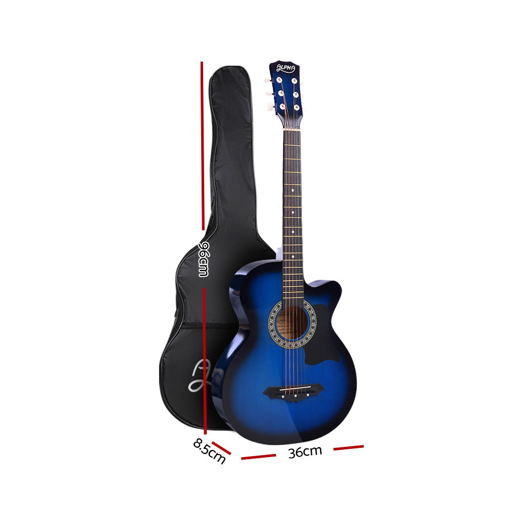 NNEDSZ 38 Inch Wooden Acoustic Guitar with Accessories set Blue