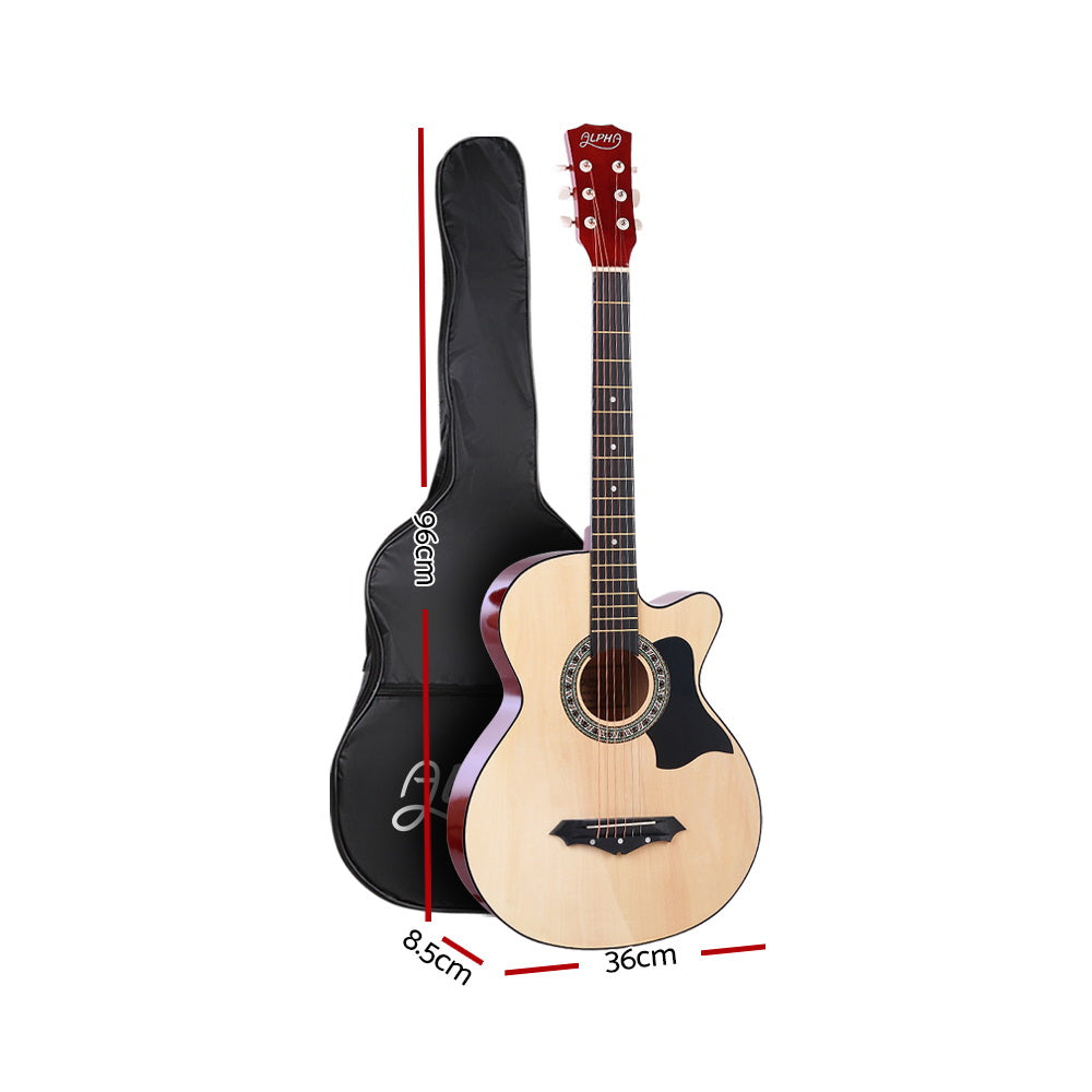 NNEDSZ 38 Inch Wooden Acoustic Guitar with Accessories set Natural Wood