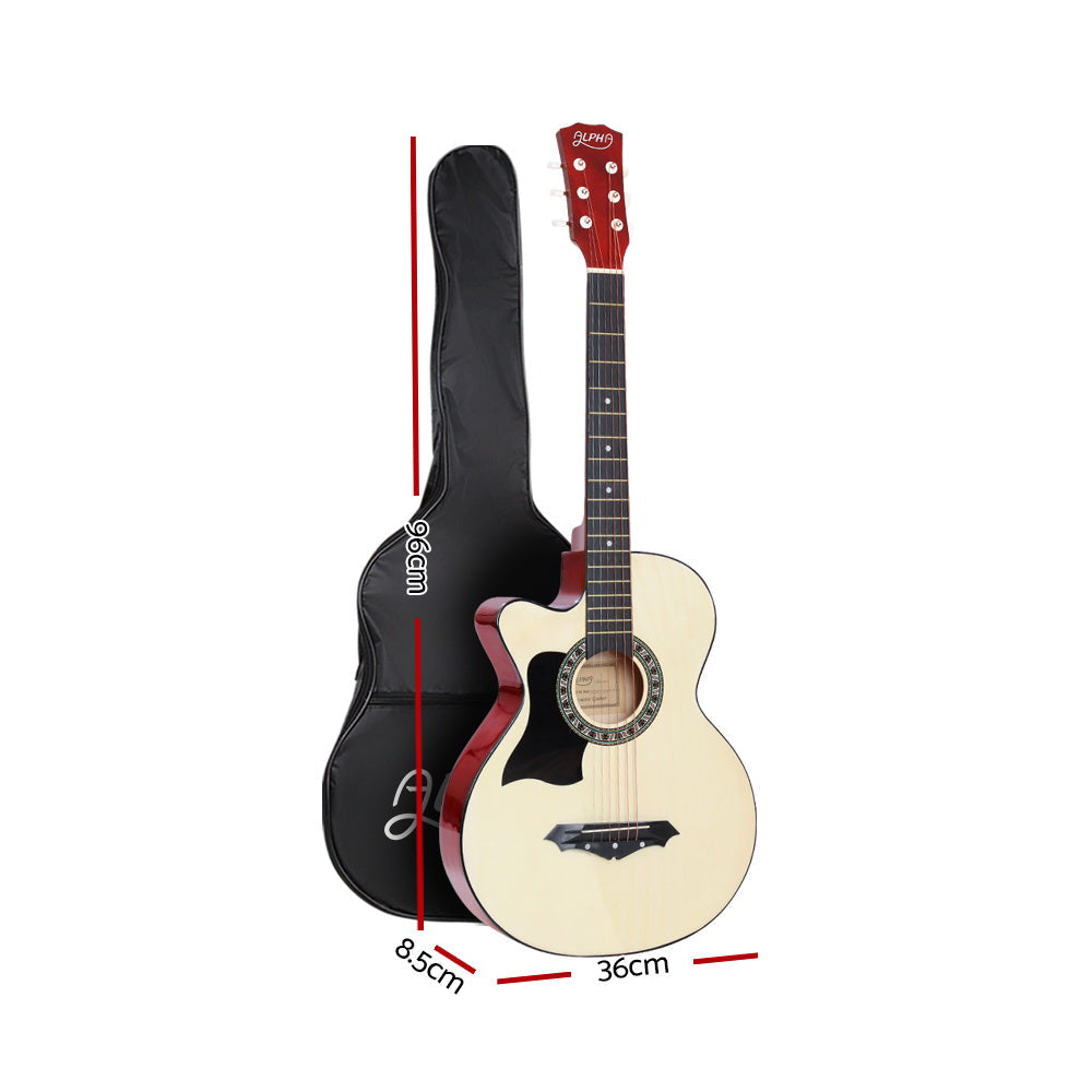NNEDSZ 38 Inch Wooden Acoustic Guitar Left handed with Accessories set Natural Wood