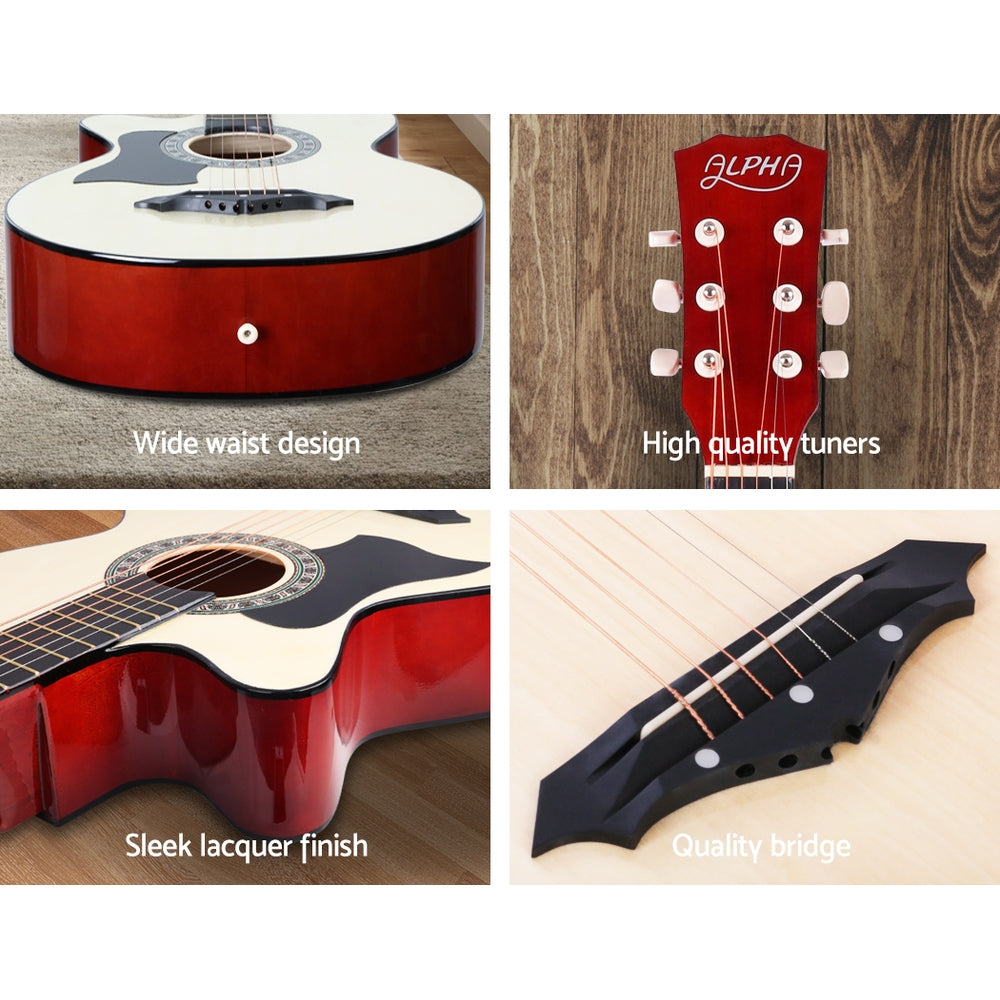NNEDSZ 38 Inch Wooden Acoustic Guitar Left handed with Accessories set Natural Wood