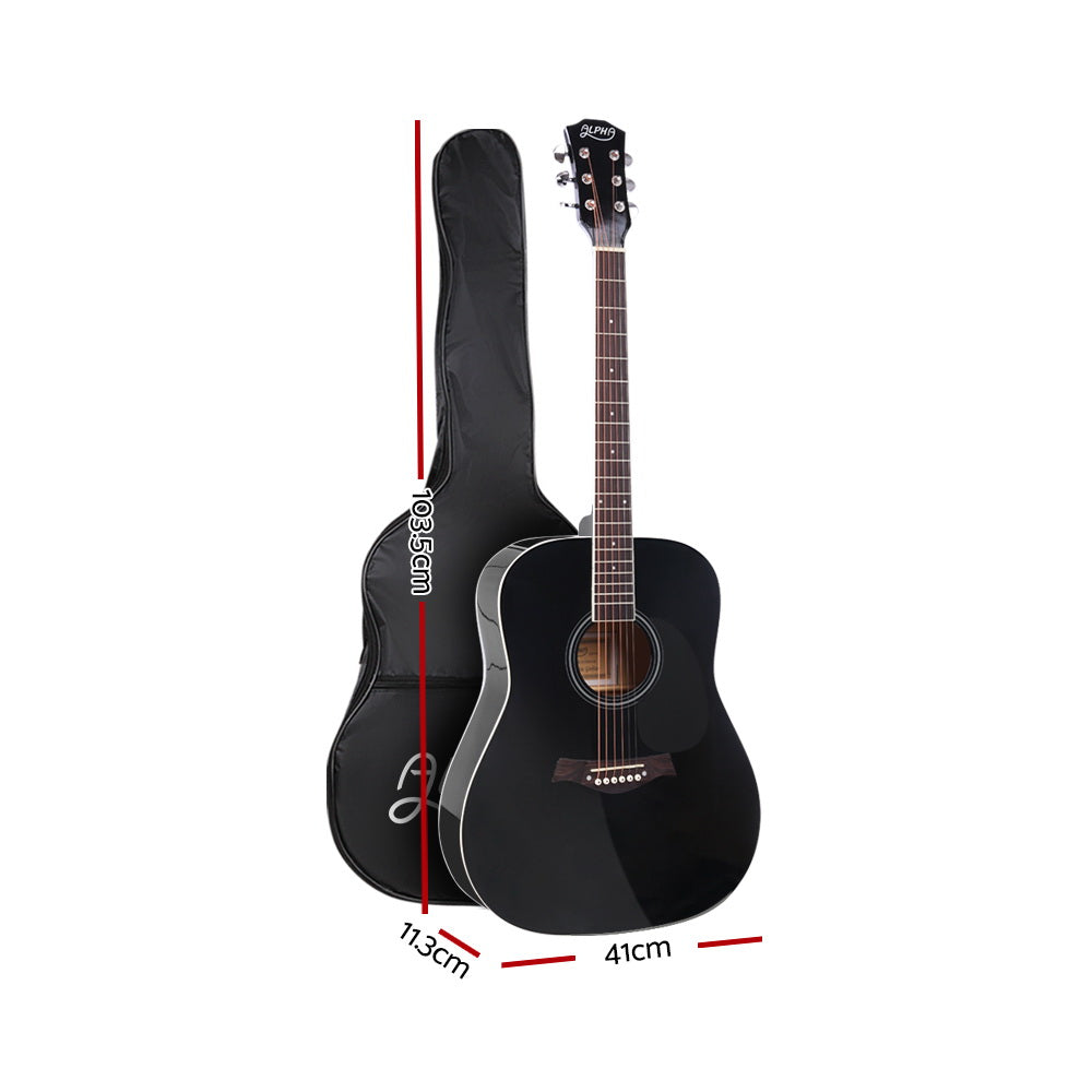 NNEDSZ 41 Inch Wooden Acoustic Guitar with Accessories set Black