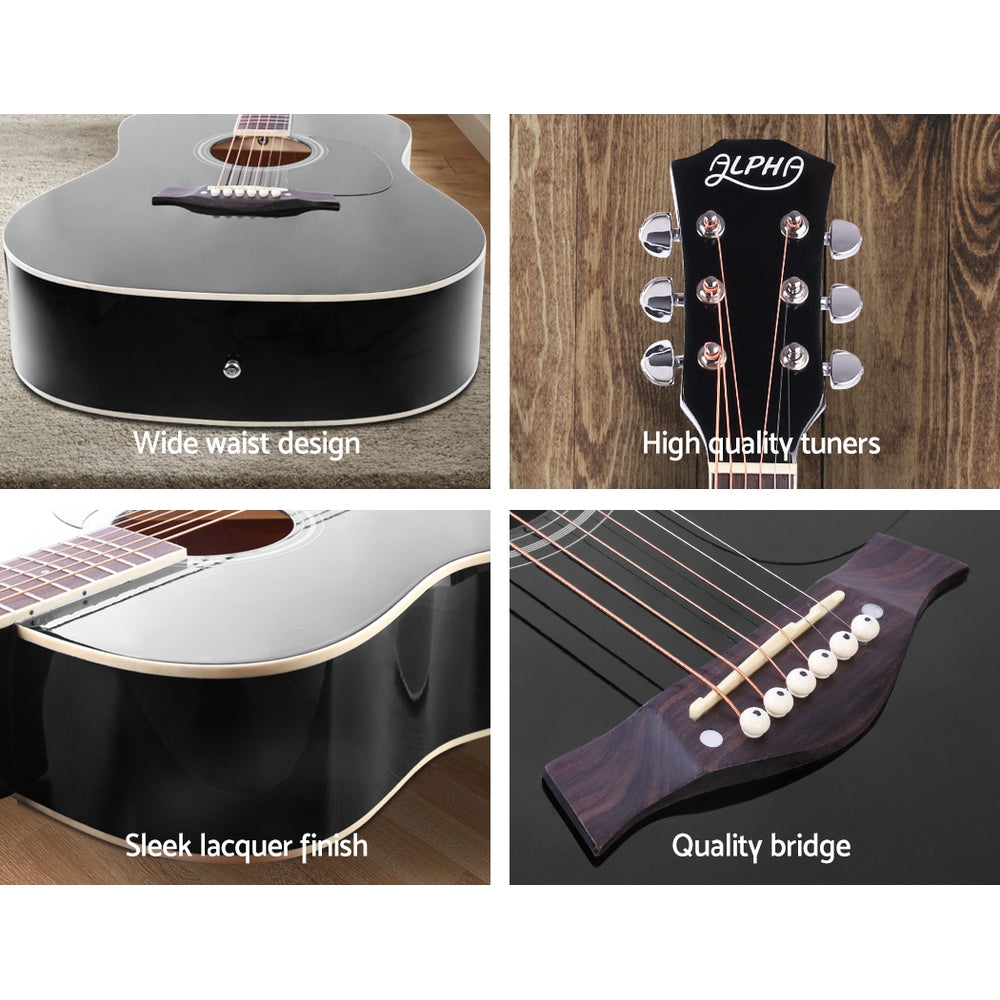 NNEDSZ 41 Inch Wooden Acoustic Guitar with Accessories set Black