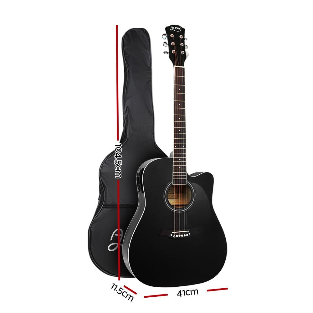NNEDSZ 41 Inch Electric Acoustic Guitar Wooden Classical Full Size EQ Capo Black