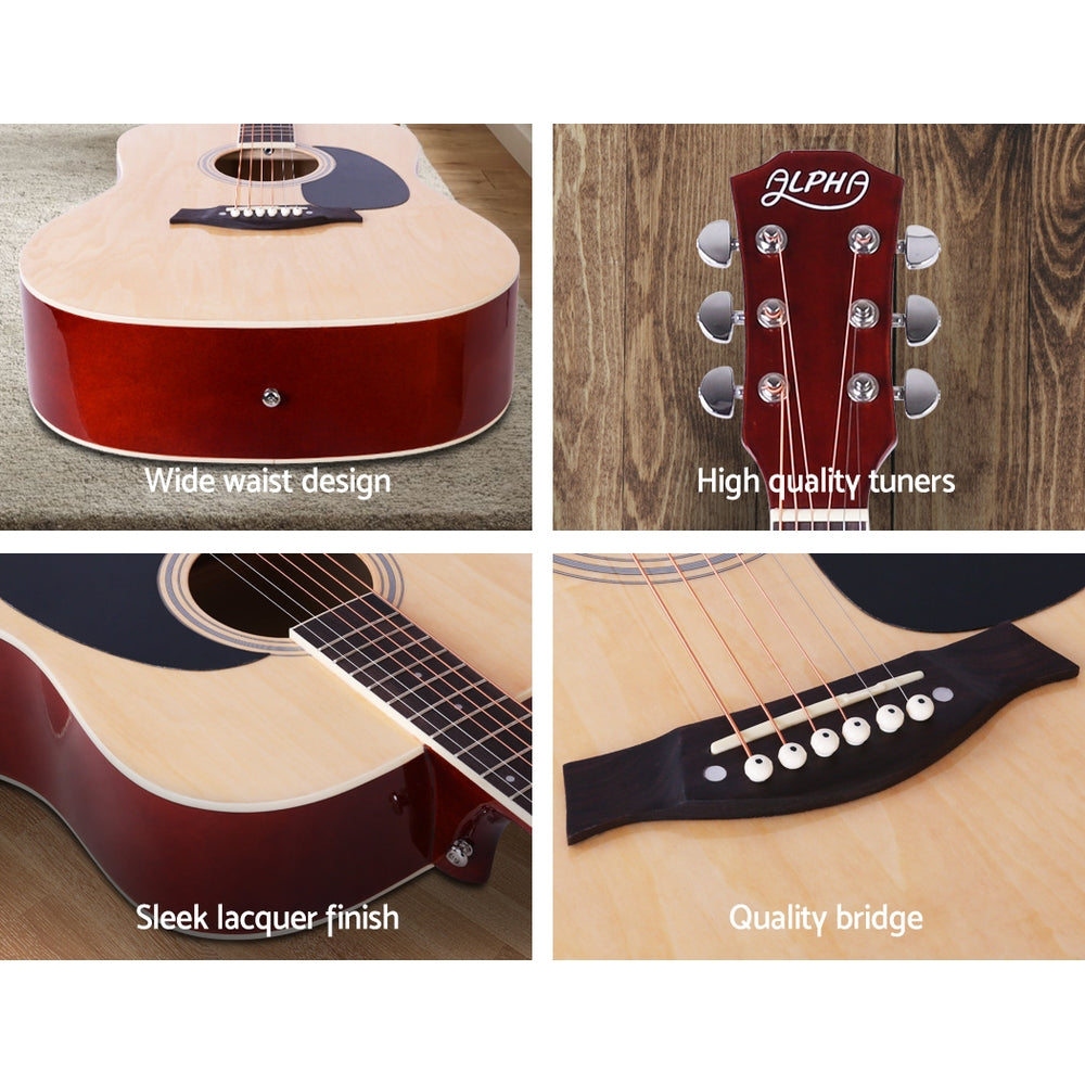 NNEDSZ 41 Inch Wooden Acoustic Guitar with Accessories set Natural Wood