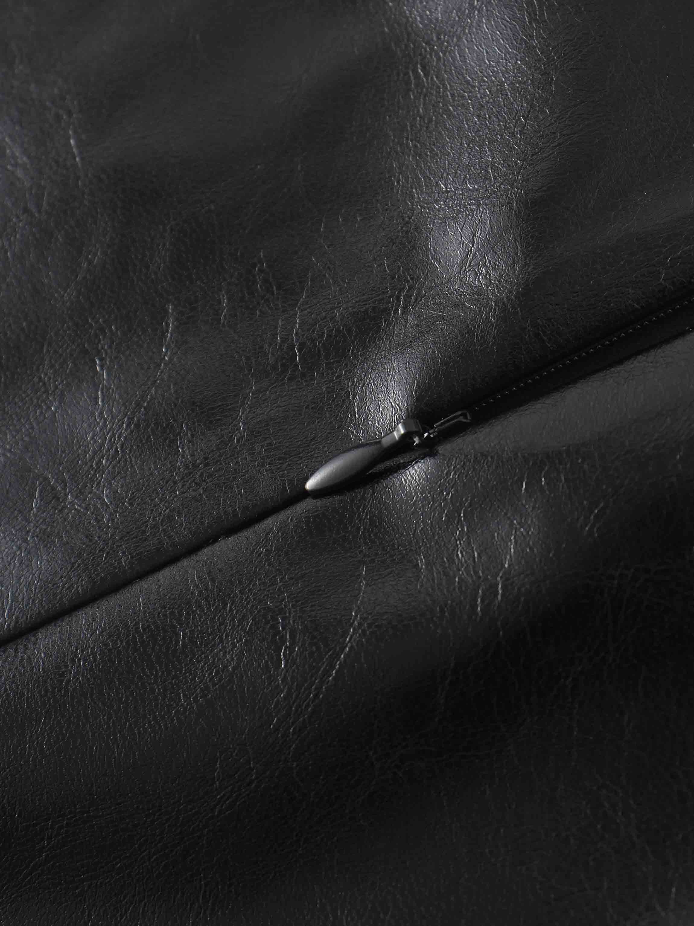 Coated Faux Leather A-Line Skirt-Black