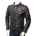 MEN BLACK LEATHER BIKER JACKET CAMERON
