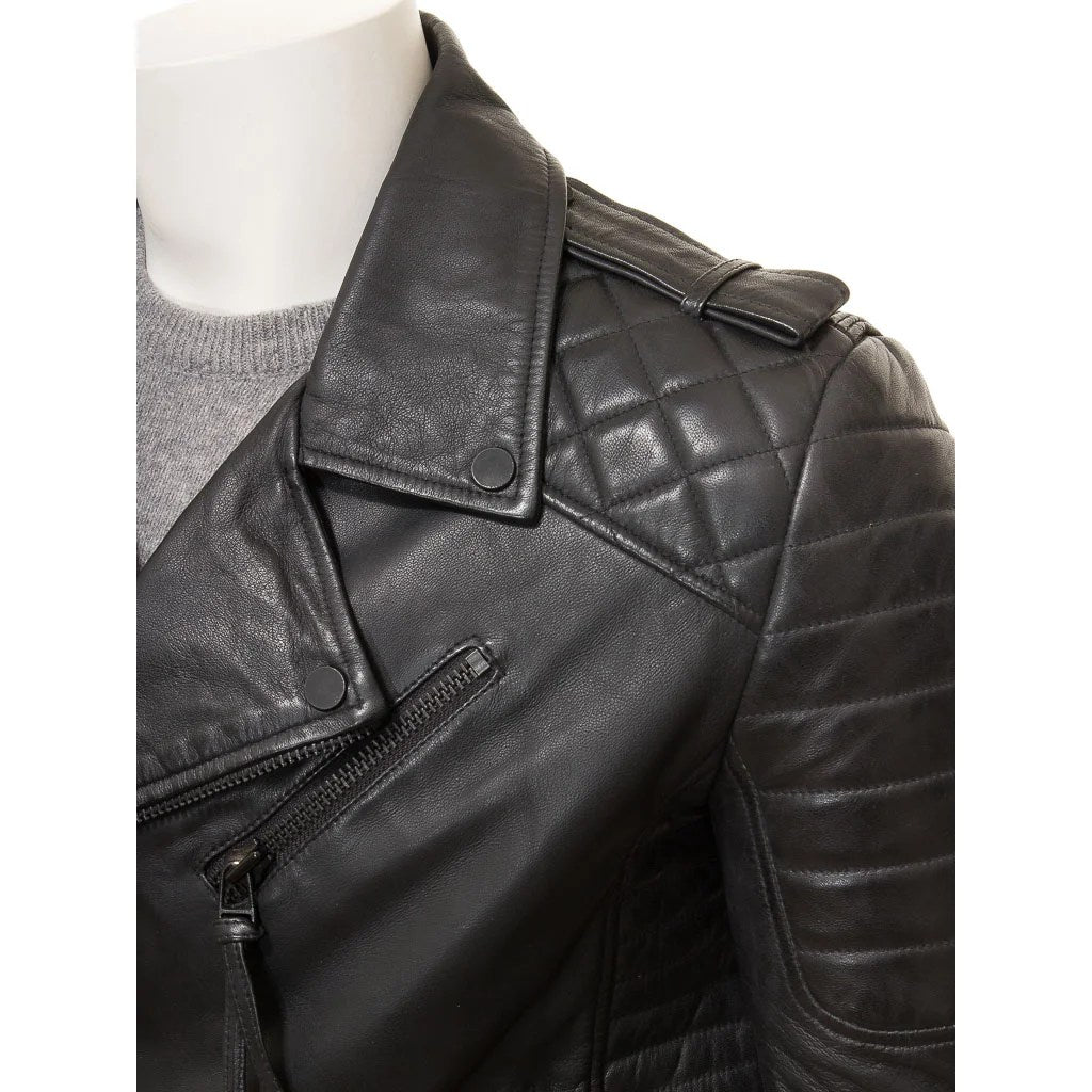 MEN BLACK LEATHER BIKER JACKET NICHOLS