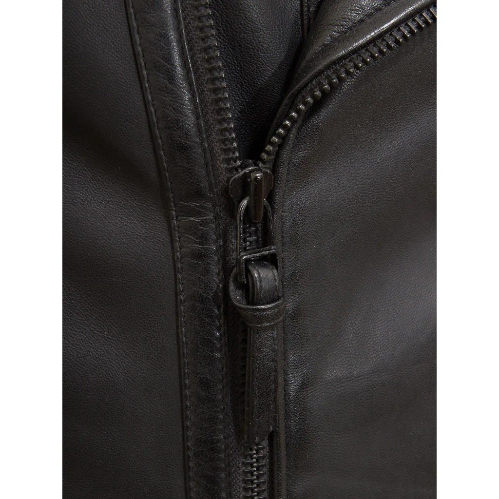 MEN BLACK LEATHER BIKER JACKET NICHOLS