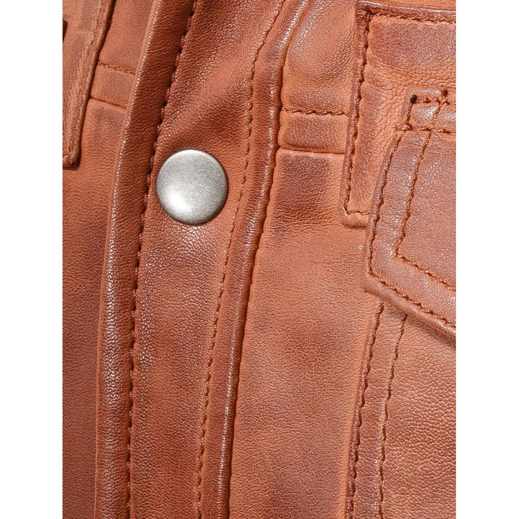 MEN BROWN LEATHER SHIRT JACKET NORWICH
