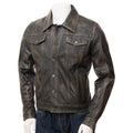 MEN LEATHER TRUCKER JACKET IN VINTAGE PIKE
