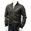 MEN BLACK LEATHER BOMBER JACKET BRADFORD