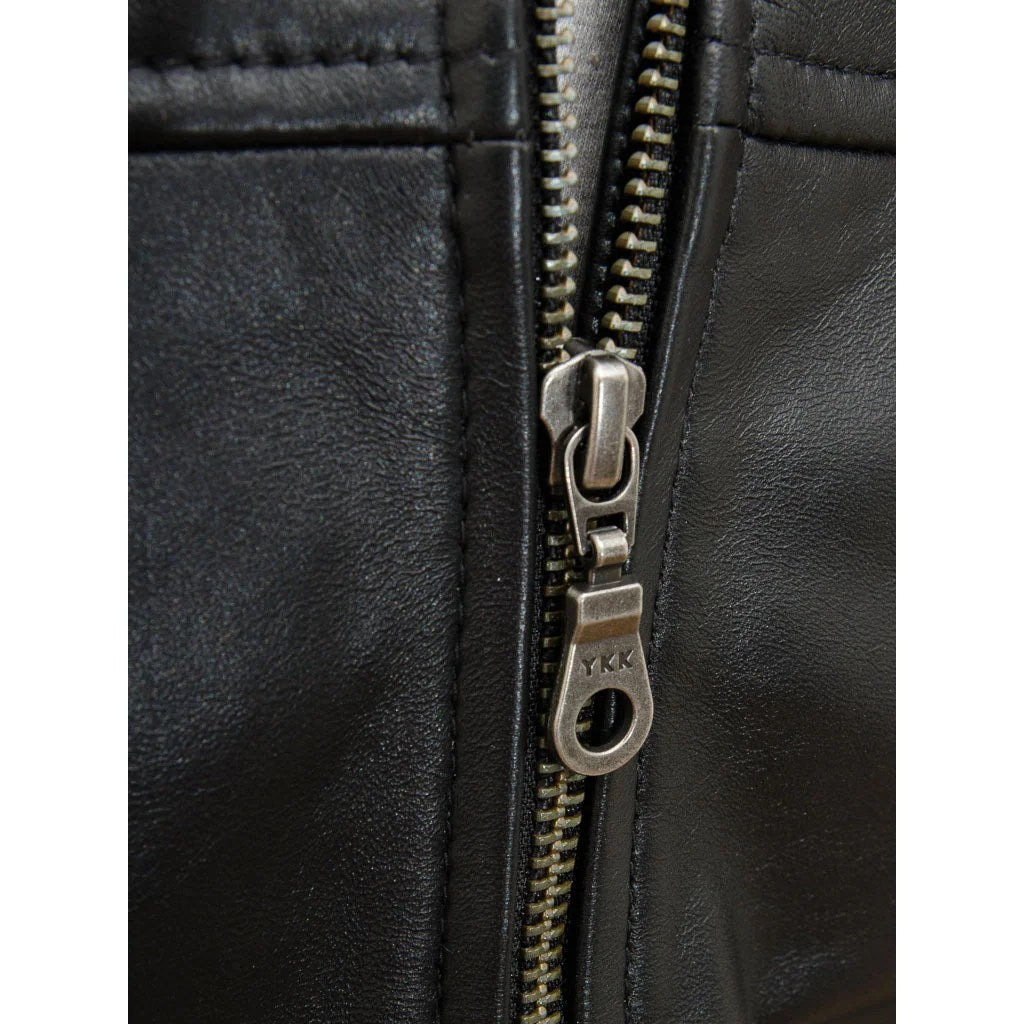 MEN BLACK LEATHER BOMBER JACKET BRADFORD