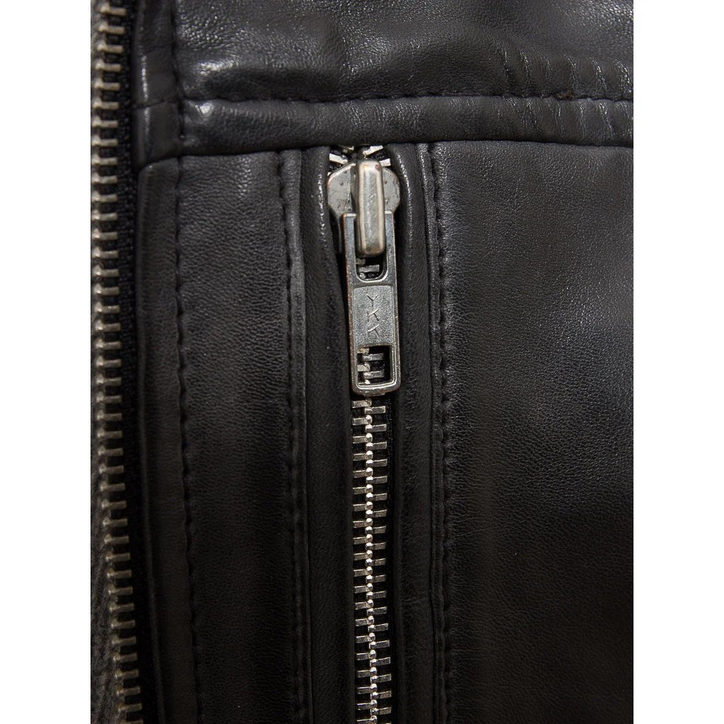 MEN BLACK LEATHER BOMBER JACKET BRASHER