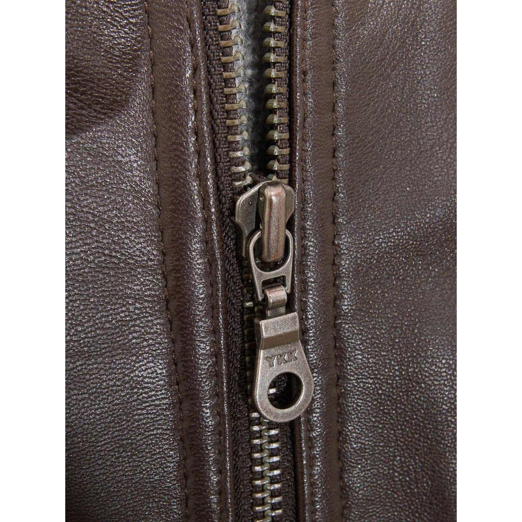 MEN BROWN LEATHER BOMBER JACKET BRUTUS