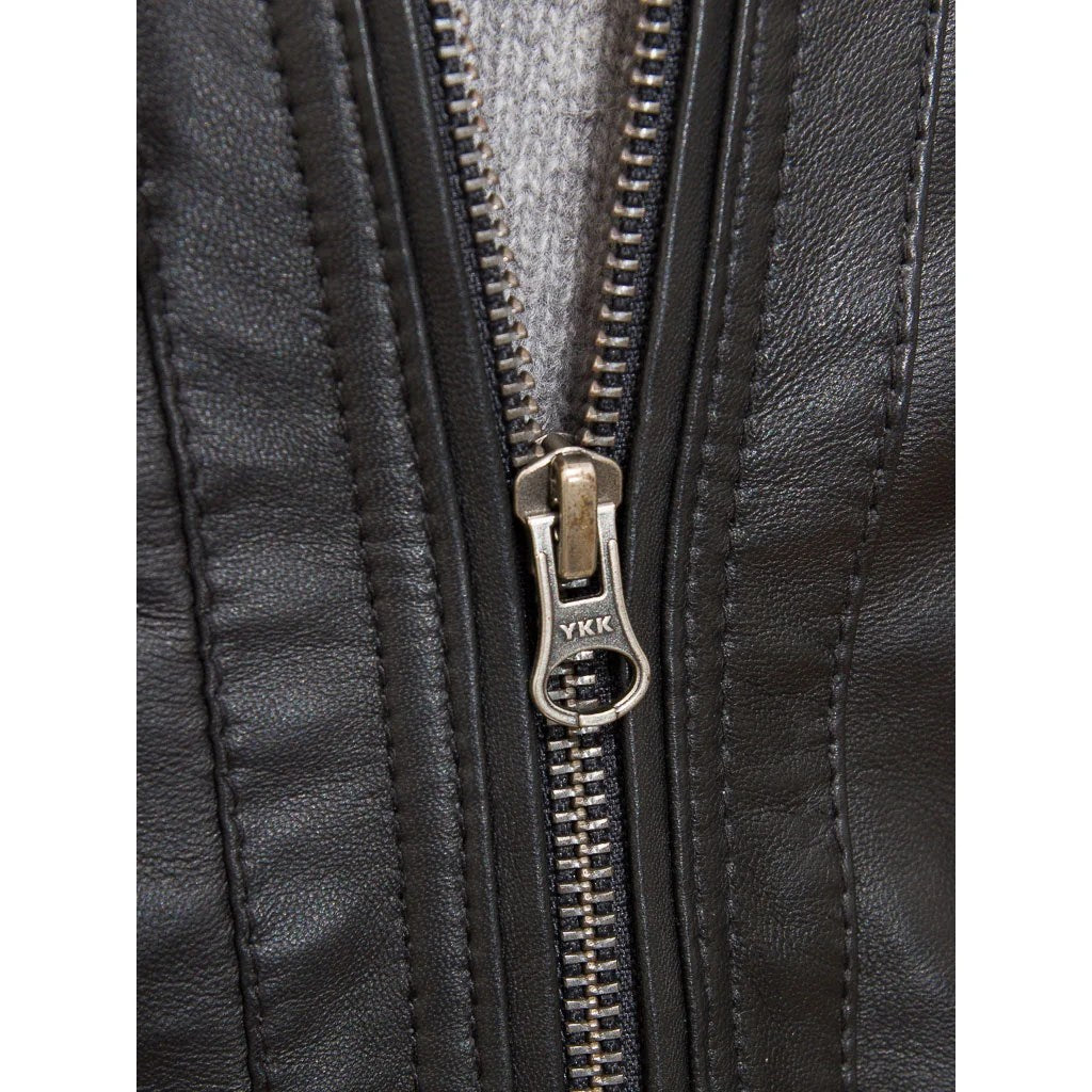 MEN BLACK LEATHER BIKER JACKET FENTON