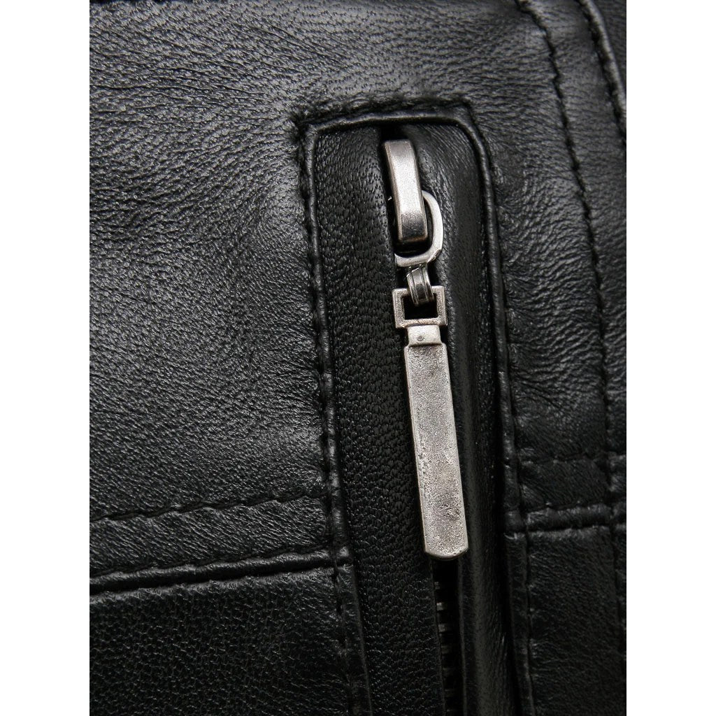 MEN LEATHER BOMBER JACKET IN BLACK GATES