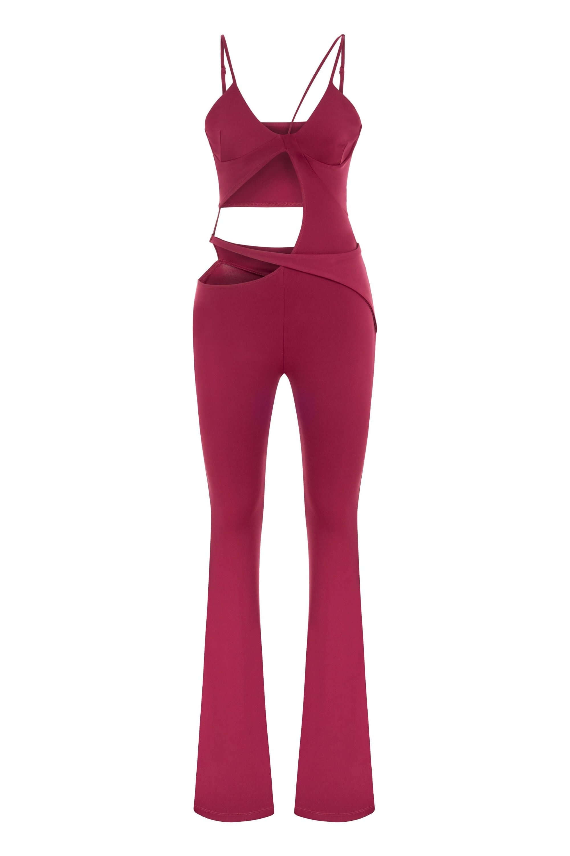 JENDUE Cielo Cut Out Denim Jumpsuit - Strappy Flare