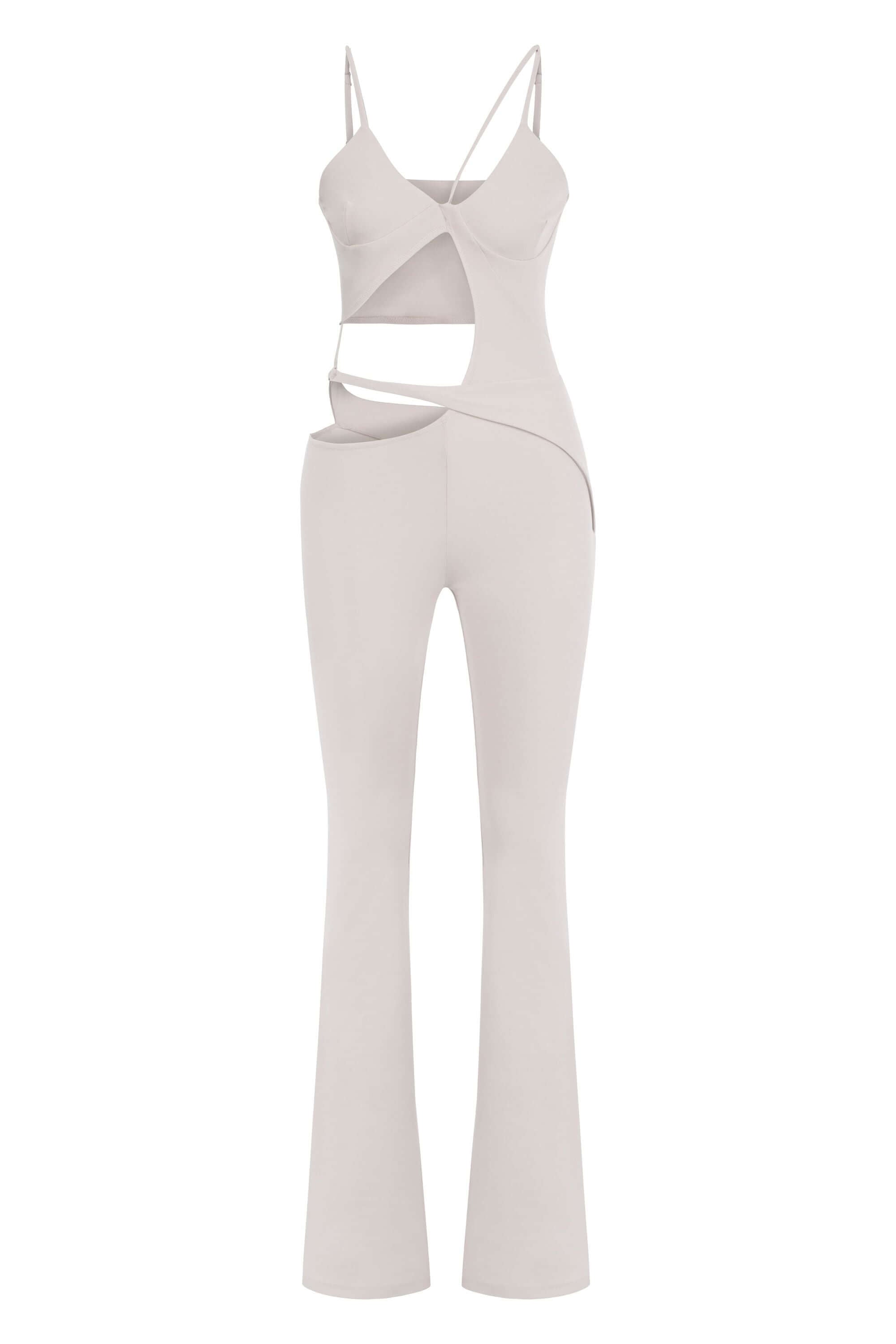 JENDUE Cielo Cut Out Denim Jumpsuit - Strappy Flare