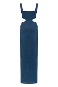 JENDUE Sosa Denim Maxi Dress - Stylish Cutout Jean Dress