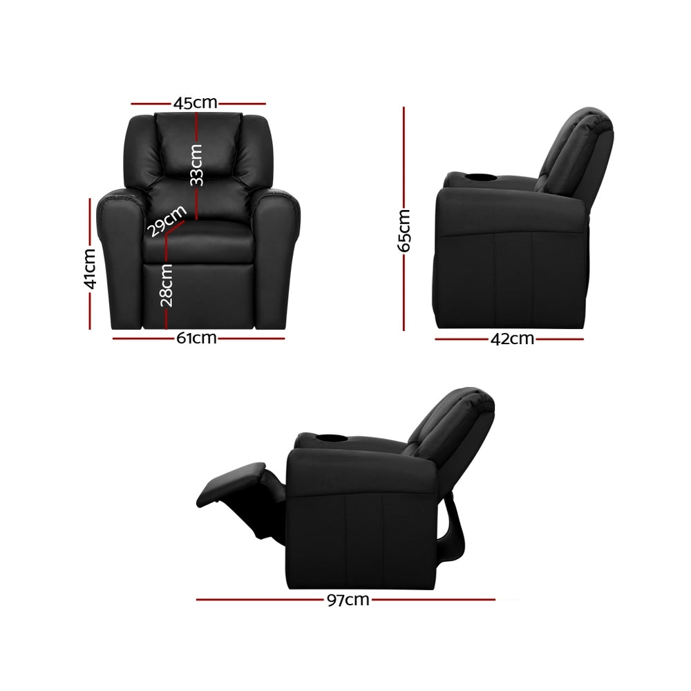 NNEDSZ Kids Recliner Chair Black PU Leather Sofa Lounge Couch Children Armchair