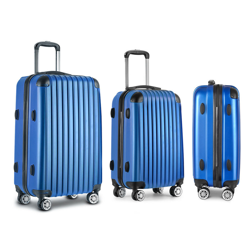 NNEDSZ 3pc Luggage Sets Suitcases Set Travel Hard Case Lightweight Blue