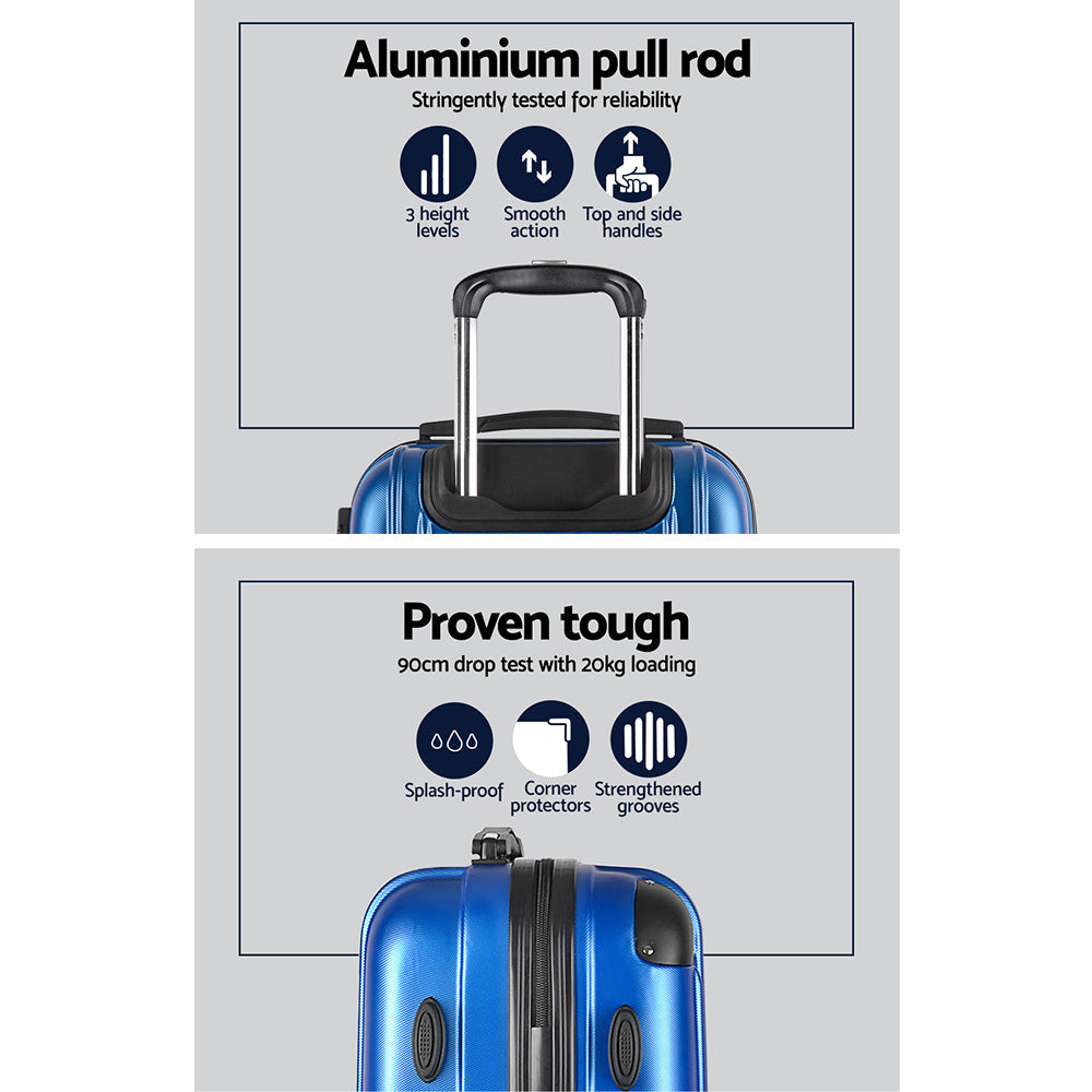 NNEDSZ 3pc Luggage Sets Suitcases Set Travel Hard Case Lightweight Blue