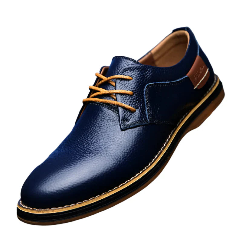 NNEOBA Mens Genuine Leather Brogue Oxford Dress Shoes (Blue)