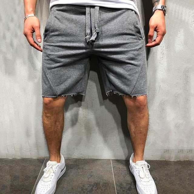Mens Knee-length Cotton Shorts with Elastic Drawstring Waist Men's Sweatshort with Side Pockets Summer Shorts Short Pants