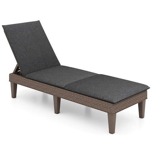 Patio Lounge Outdoor Recliner Chair with Cushion 3-Position Adjustable Backrest-Navy