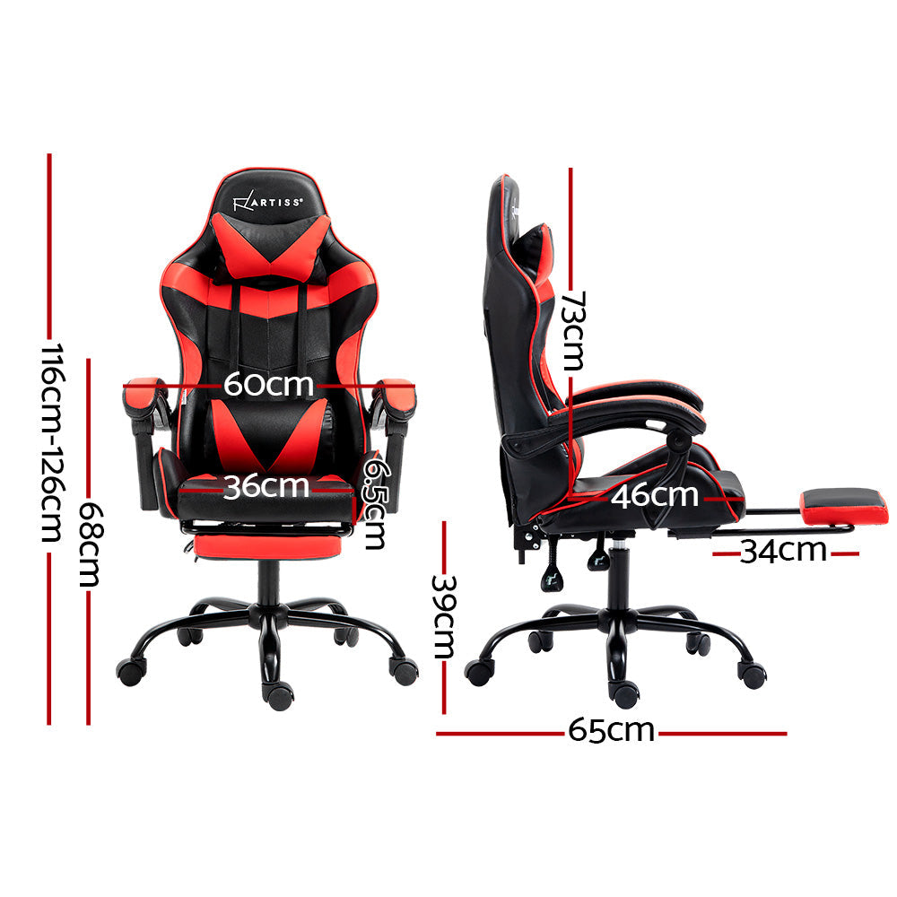 NNEDSZ Artiss Gaming Office Chair Recliner Footrest Red