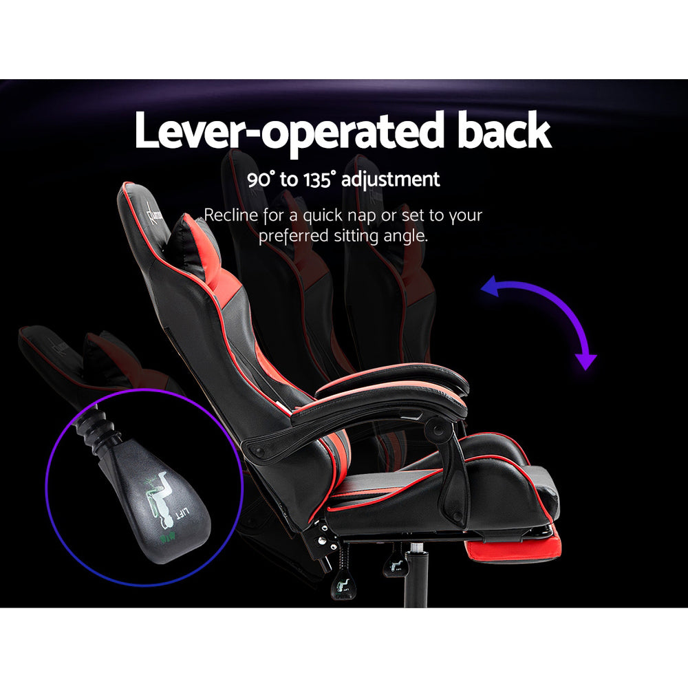 NNEDSZ Artiss Gaming Office Chair Recliner Footrest Red