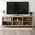 Farmhouse TV Stand in Light Oak Wood Finish - for TVs up to 70-inch