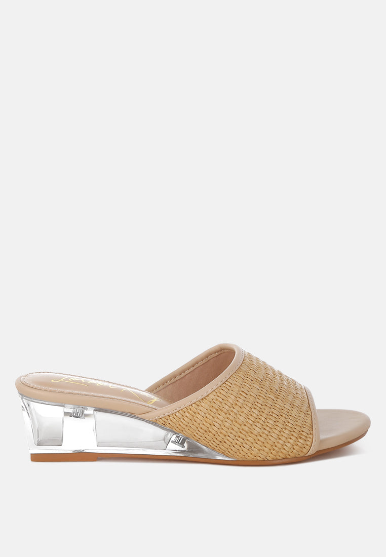 Osminda Raffia Clear Heel Wedge Sandals