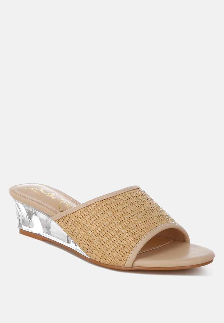 Osminda Raffia Clear Heel Wedge Sandals